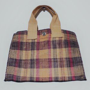 Gap Raffia Plaid Tote